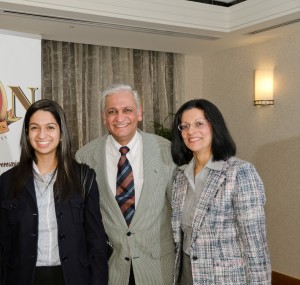 Salina Dharamsi SAGE Foundation Scholarship Excellence Award Nominees with her Parents